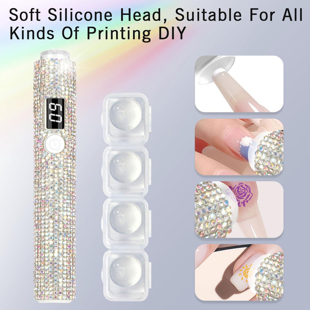 Peccera AB Diamond glitter mini UV light enhances nails with fast drying for glitter art.