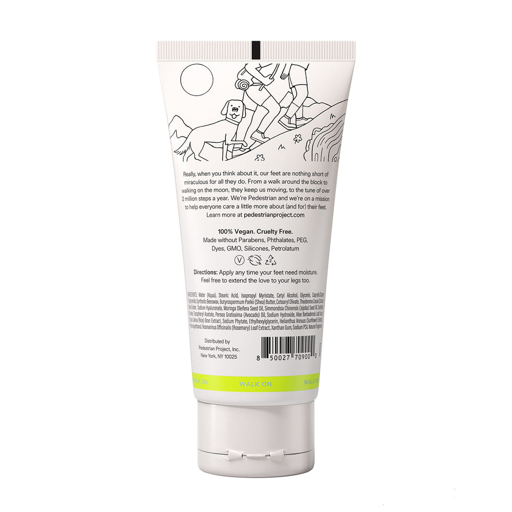 Pedestrian Project Walker’s Foot Cream texture swirl indicating deep hydration and smoothing.