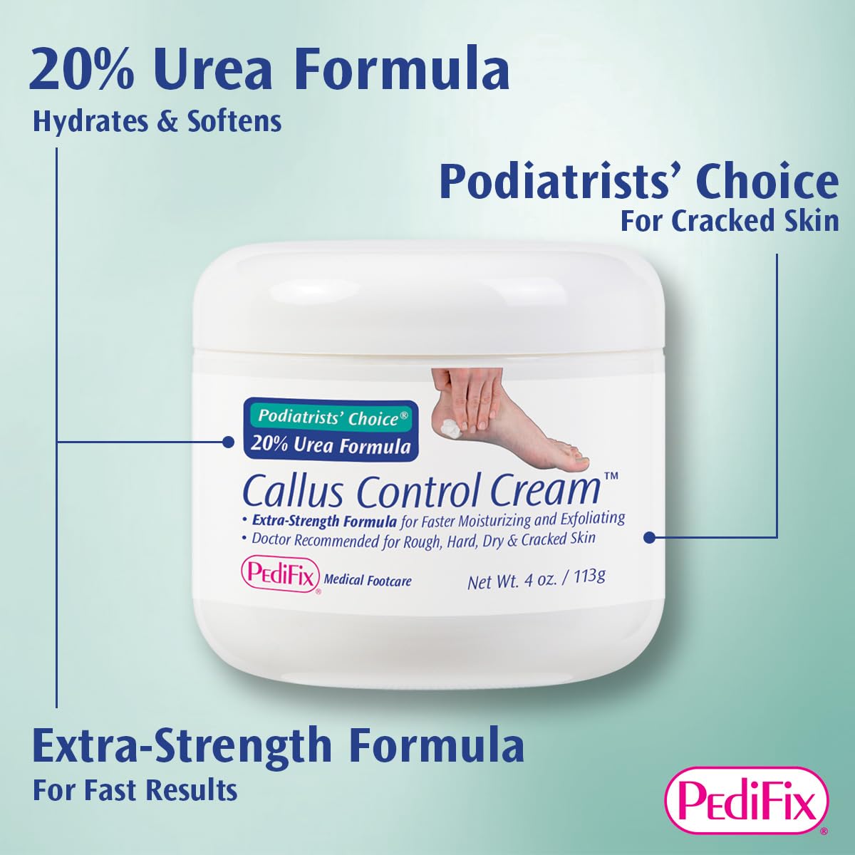 Pedifix easy-daily-care routine image implies manageable steps for healthier-looking feet.