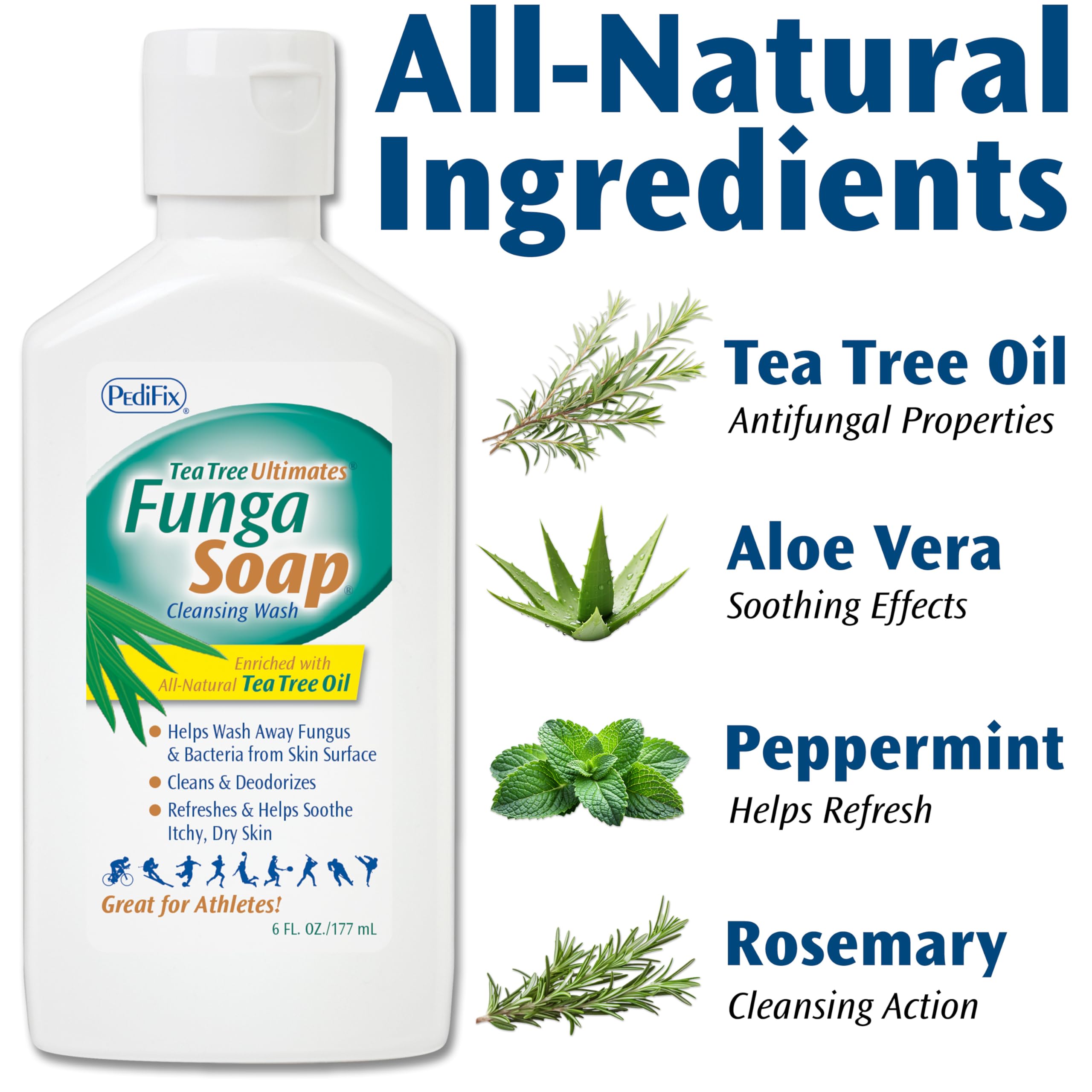 Pedifix FungaSoap post-workout-cleanse offers a quick, refreshing rinse after activity.