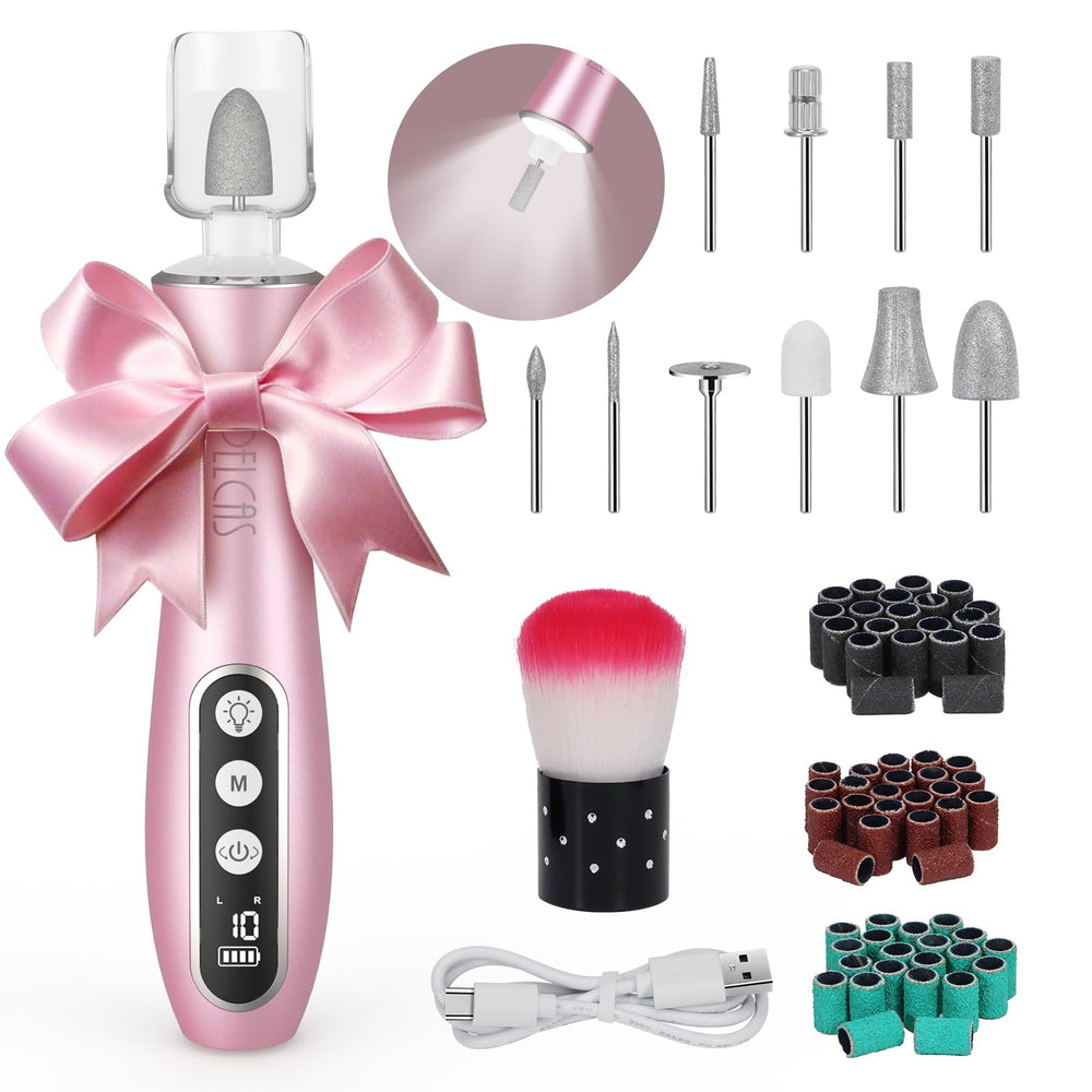 PELCAS Electric Nail File with LCD display for precise speed and power control.