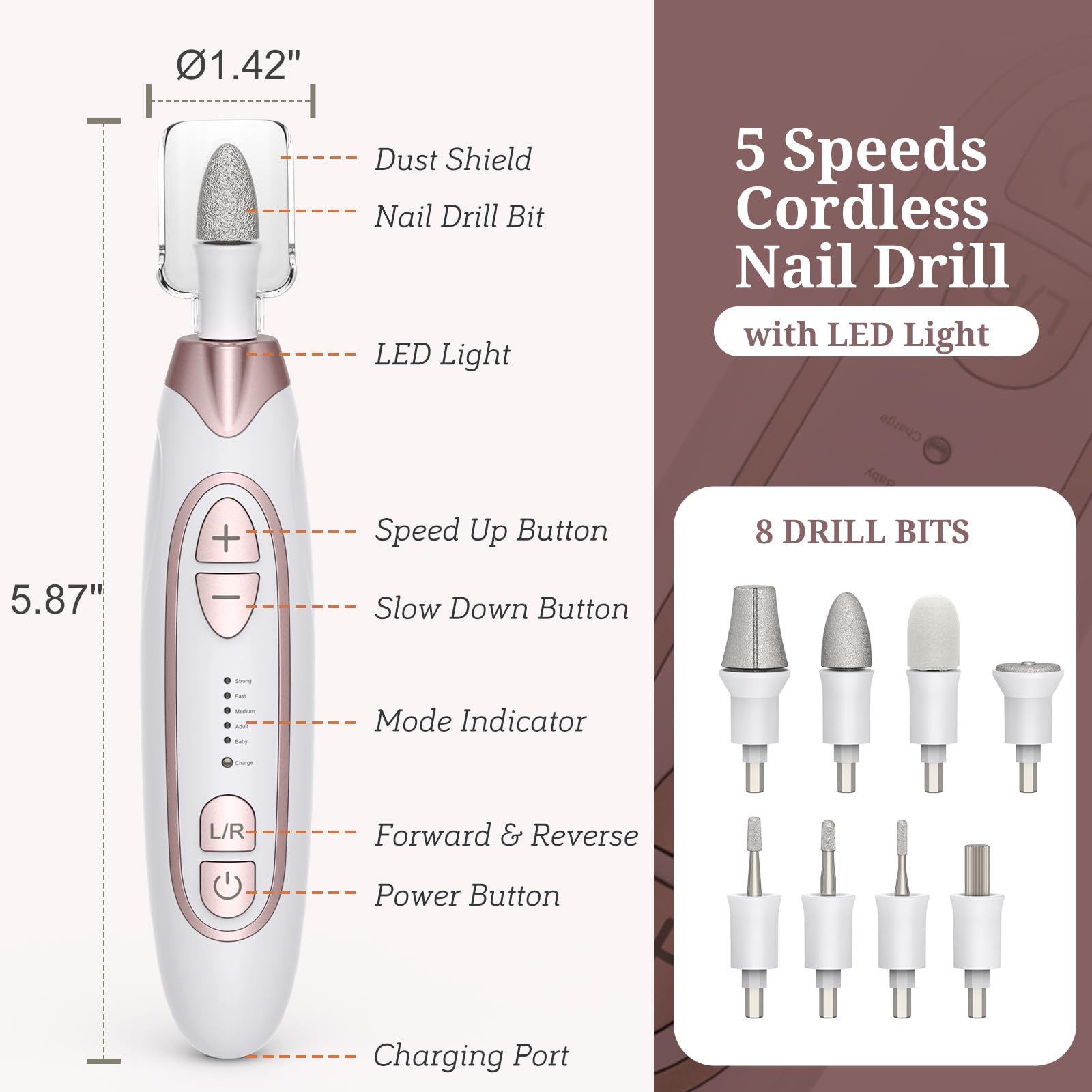 Pelcas ergonomic pen-design nail file provides comfortable grip during use.