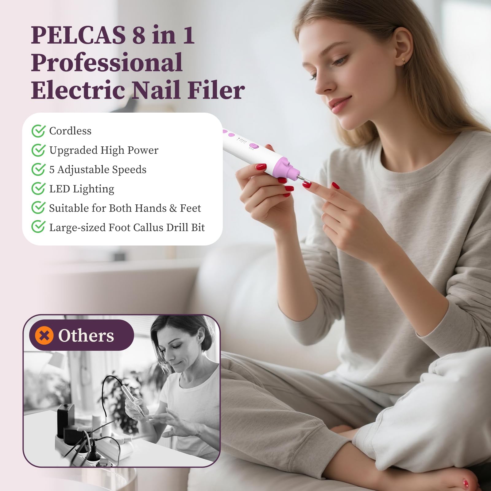 PELCA S five-speeds-nail-drill with customizable power.
