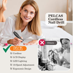 PEL CAS LED nail drill provides 360-degree illumination for accurate polishing