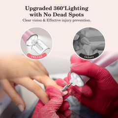 PELCAS Portable cordless nail file ideal for home or travel use.