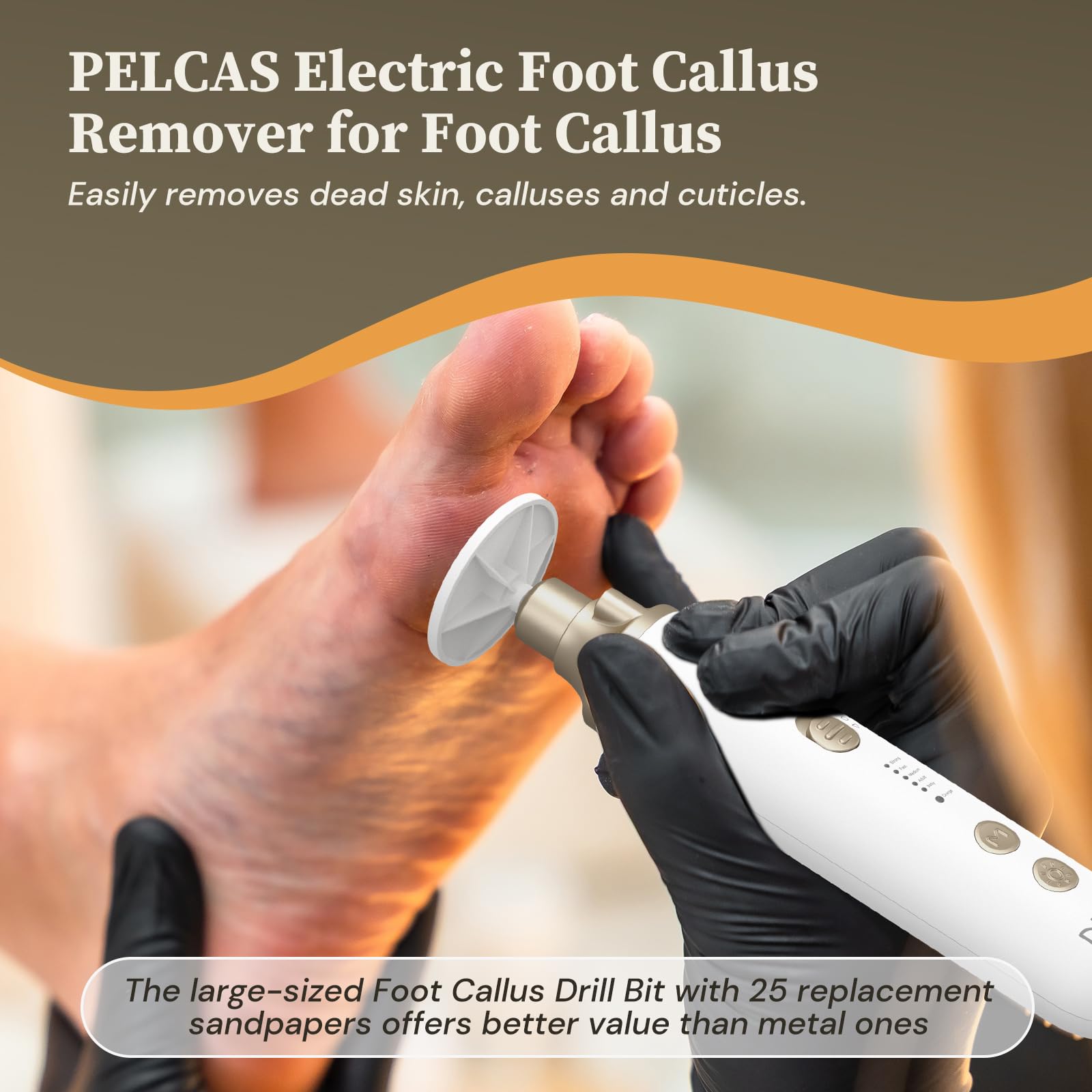 PELCA S pen-shaped nail file with ergonomic grip for comfortable one-handed use.