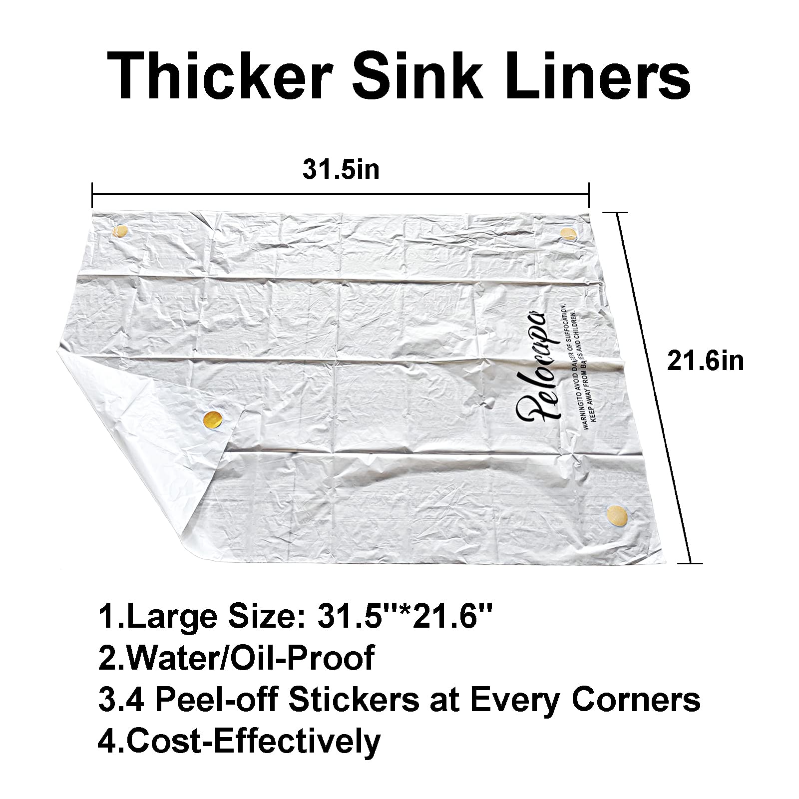 Pelocapa large sink liner demonstrates oversized coverage for most sinks during trimming