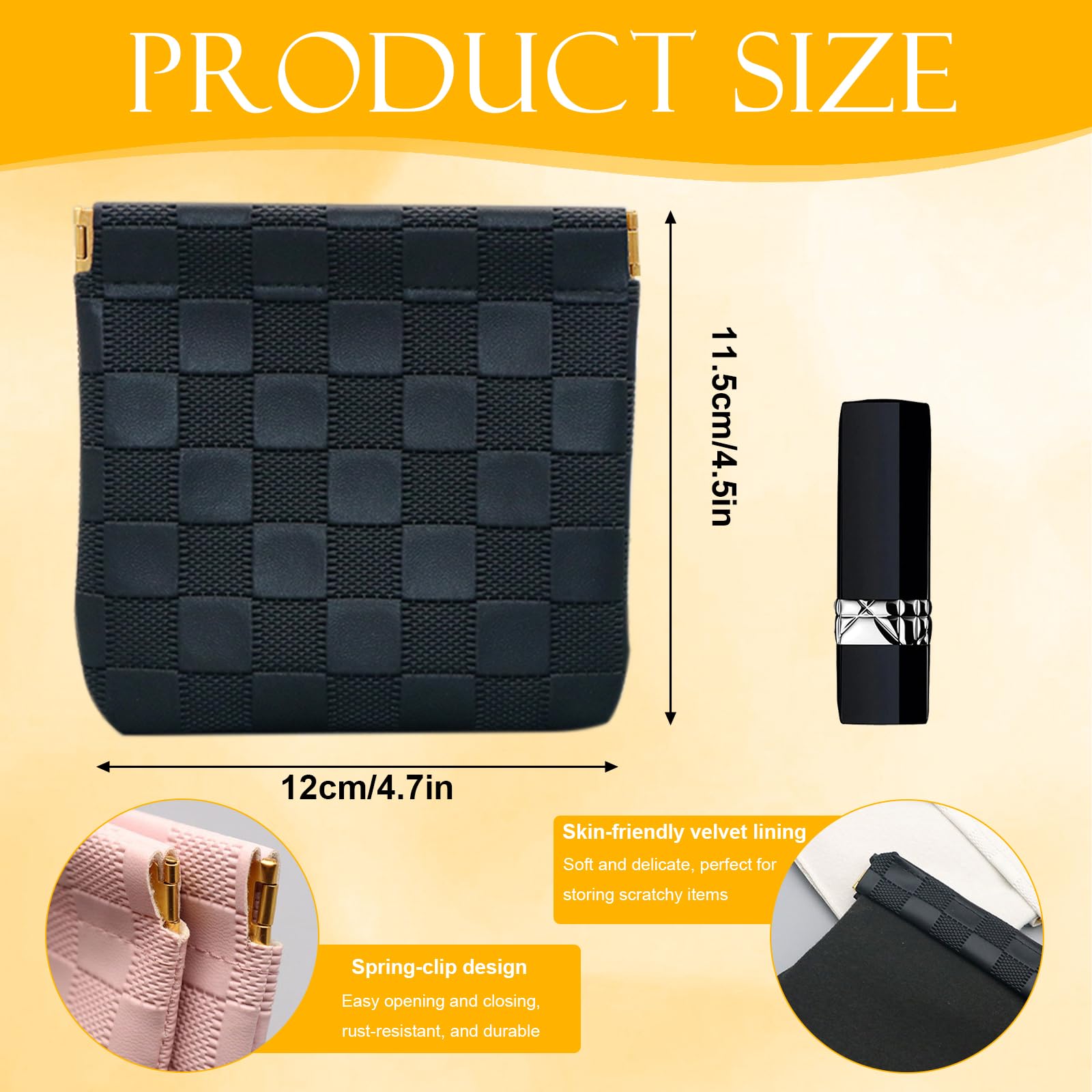 PENGJINYU checkered purses metal-plates closeup, durable one-handed access.