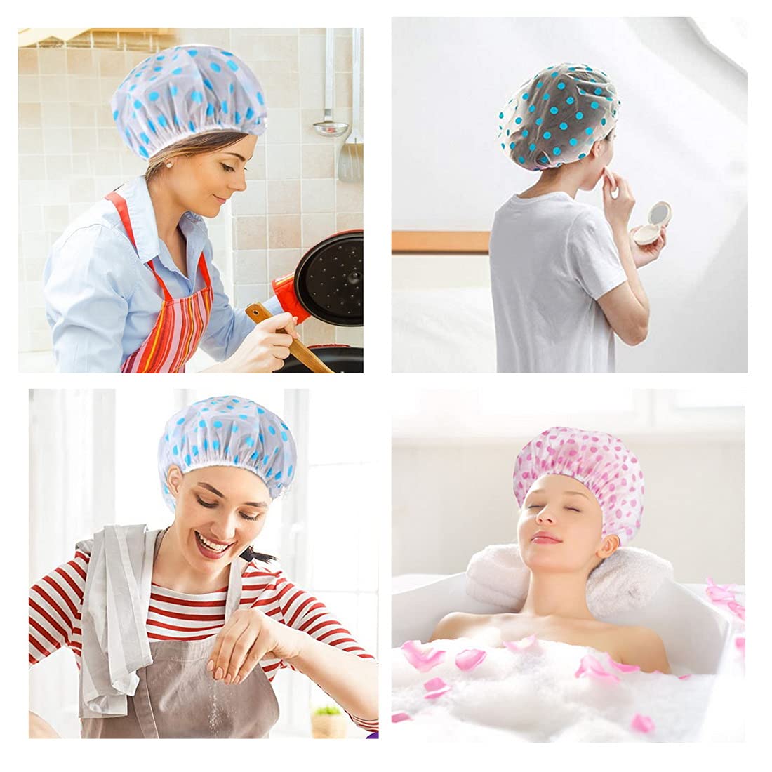 Pengxiaomei shower cap with elastic band provides a comfortable fit