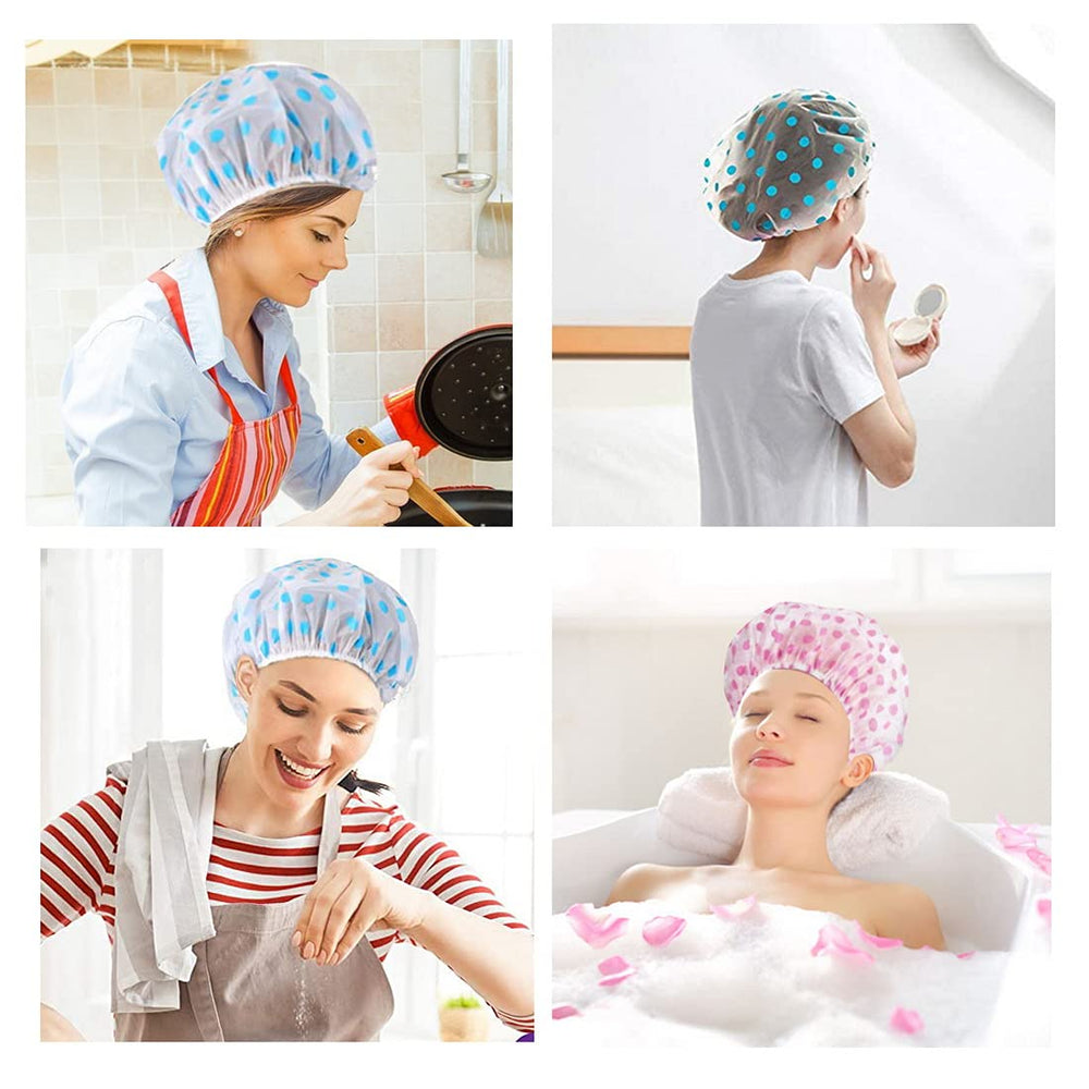 Pengxiaomei shower cap with elastic band provides a comfortable fit