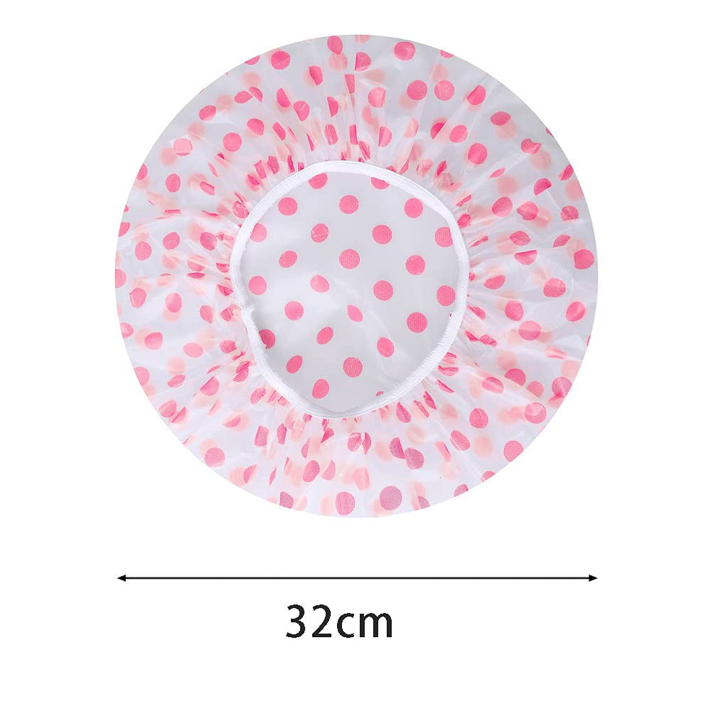 Pengxiaomei large shower cap red dot pattern guards against dust and oil while cooking