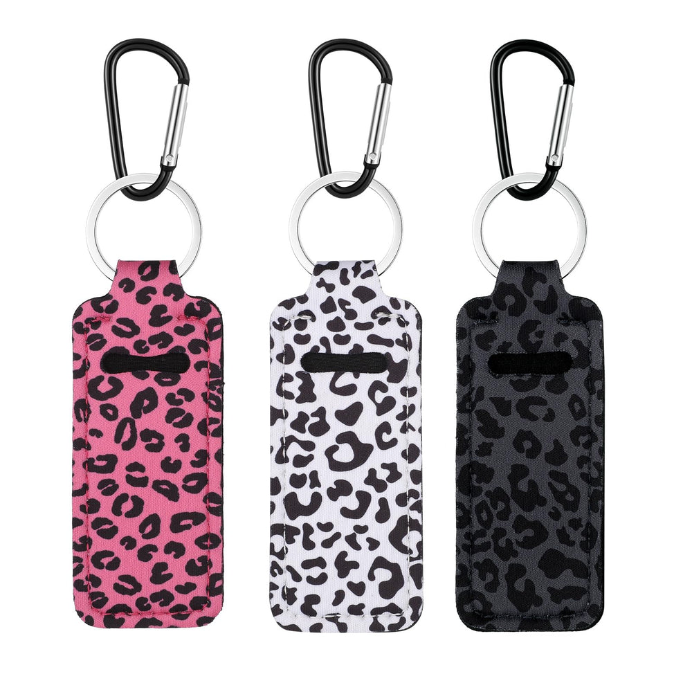 Pengxiaomei leopard lip balm holder 3pcs keeps chapsticks organized on the go.