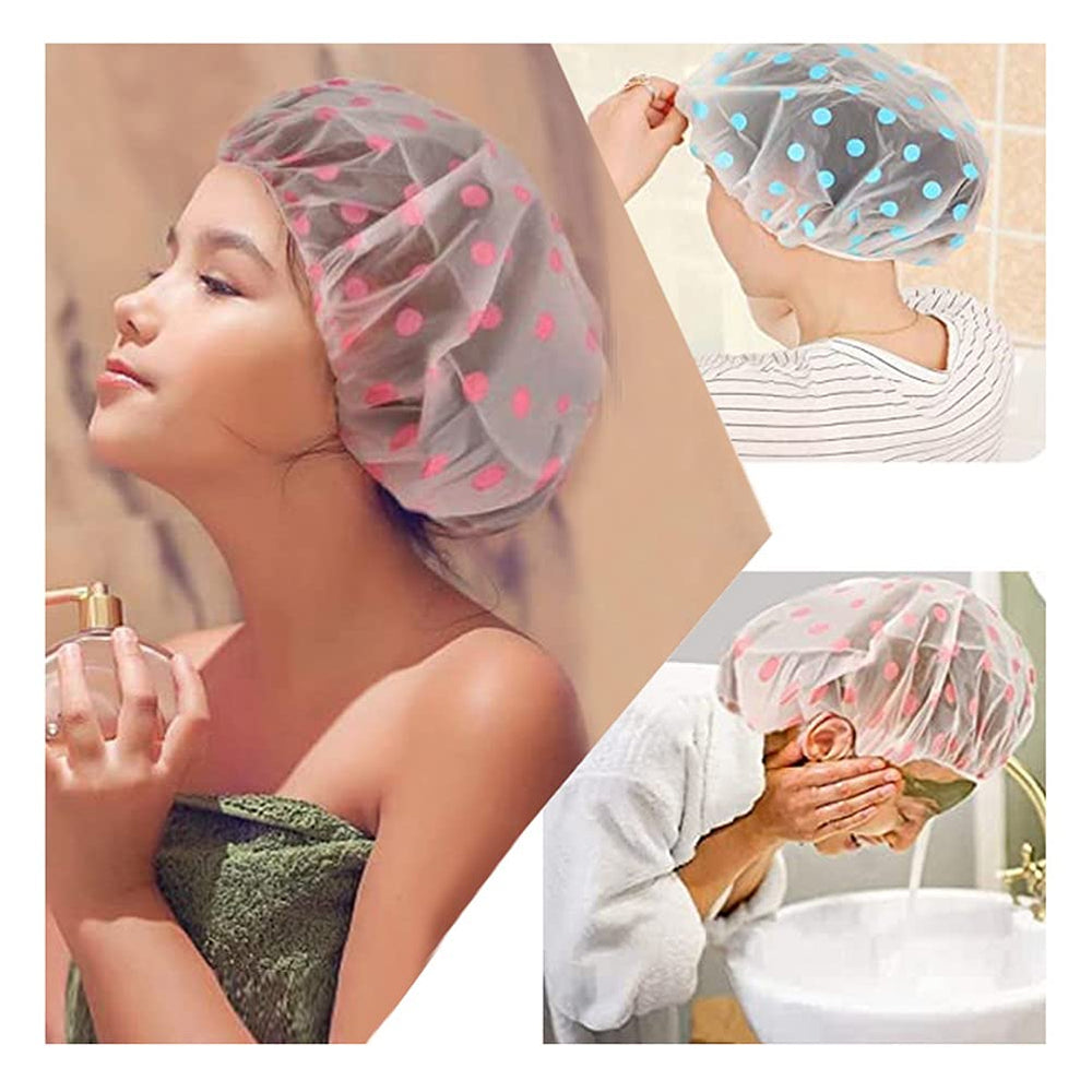 Pengxiaomei reusable PE material shower cap is durable and waterproof