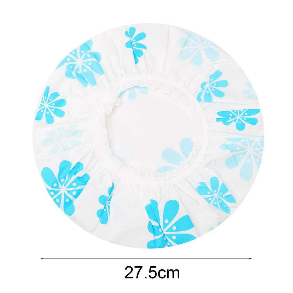 Pengxiaomei waterproof shower cap with elastic band ensures secure, slip-free fit.
