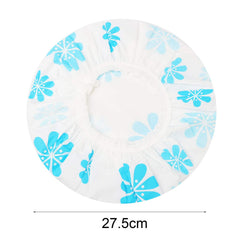 Pengxiaomei waterproof shower cap with elastic band ensures secure, slip-free fit.