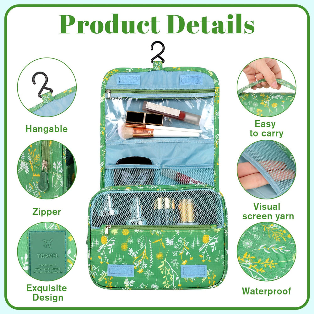 Pengxiaomei toiletry bag green unfolded-flat displays expanded storage for packing flexibility.