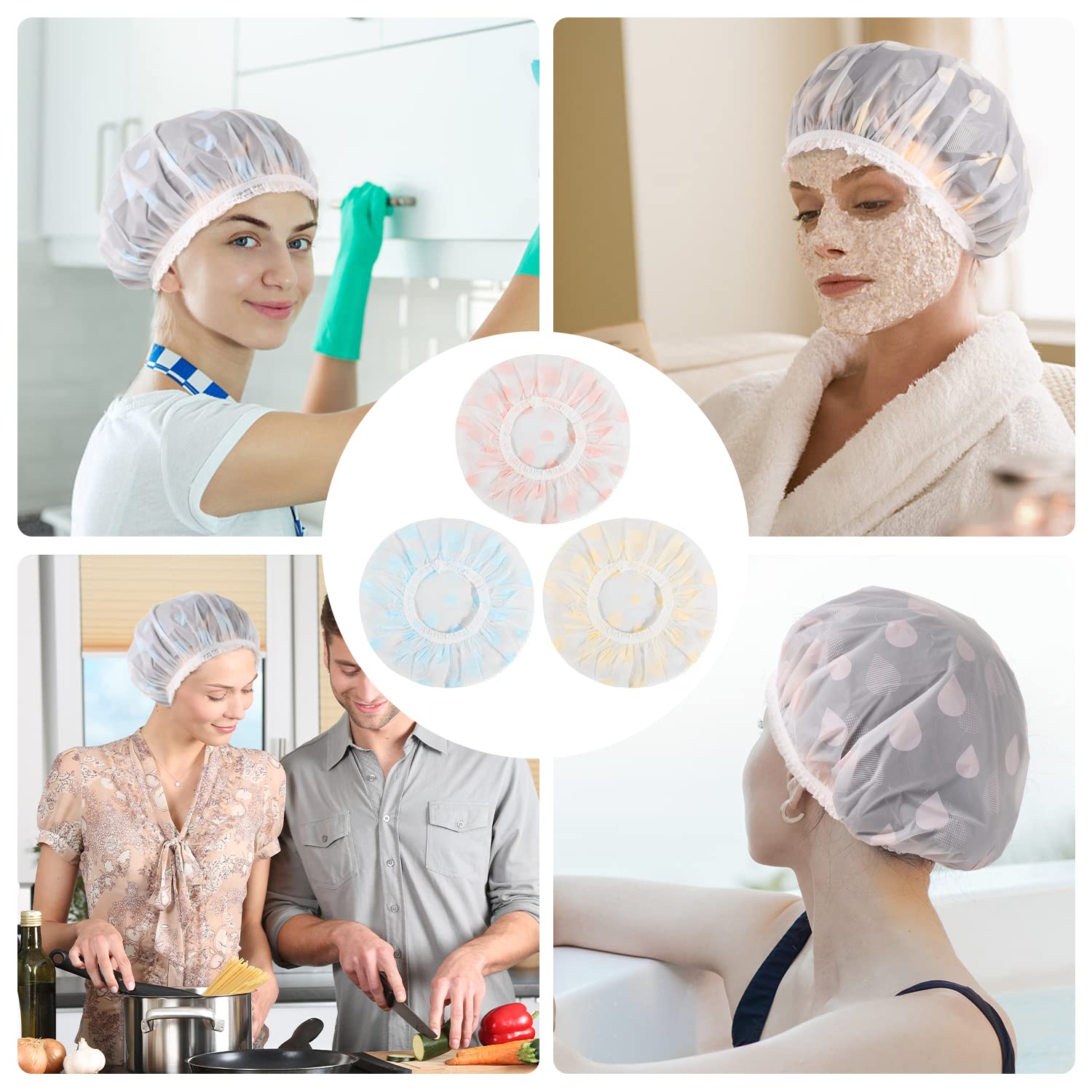 Pengxiaomei shower cap material detail highlights waterproof, dust-proof PE material.