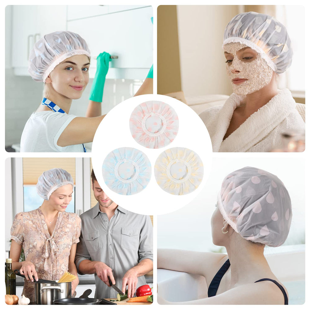 Pengxiaomei shower cap material detail highlights waterproof, dust-proof PE material.