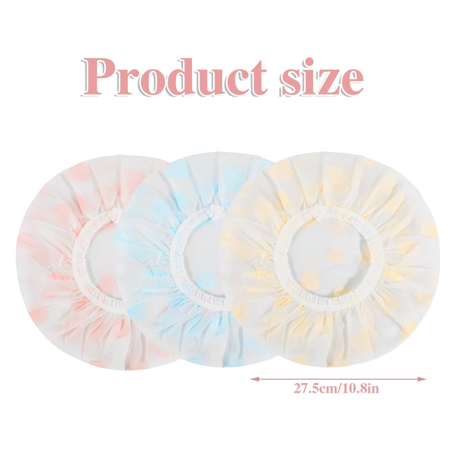 Pengxiaomei shower cap set in three colors for organized routines.