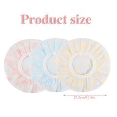Pengxiaomei shower cap set in three colors for organized routines.