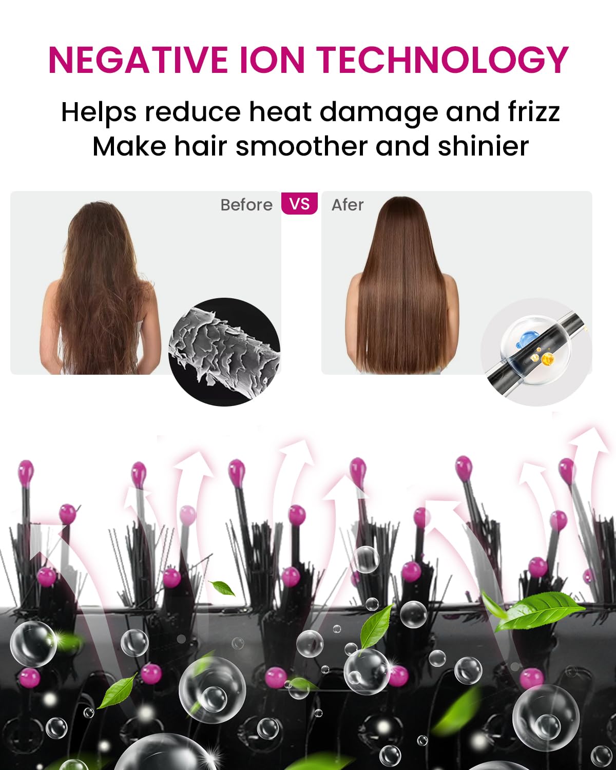 PENUIO hair dryer brush offers 3 speeds and 2 heats for customization.