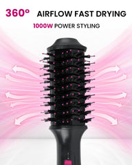 PENUIO hair dryer brush ionic ceramic reduces frizz for shiny hair.