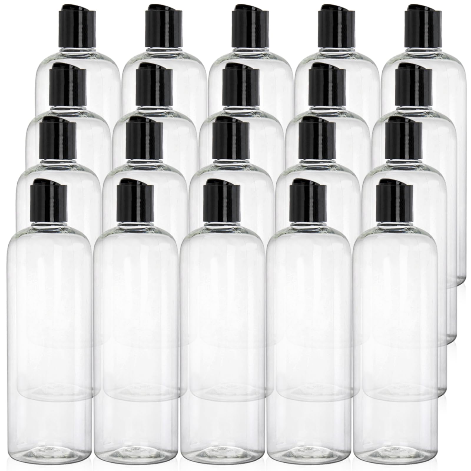 Peohud 20pack 16oz clear bottle with disc-top cap for controlled dispensing