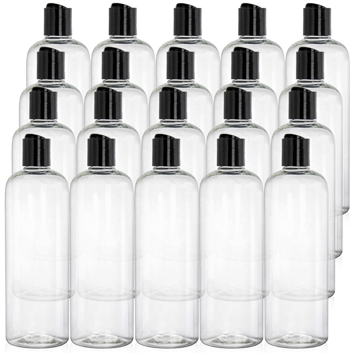 Peohud 20pack 16oz clear bottle with disc-top cap for controlled dispensing