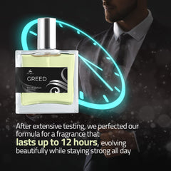 Perfa Greed heart notes patchouli sandalwood offer depth for evening occasions.