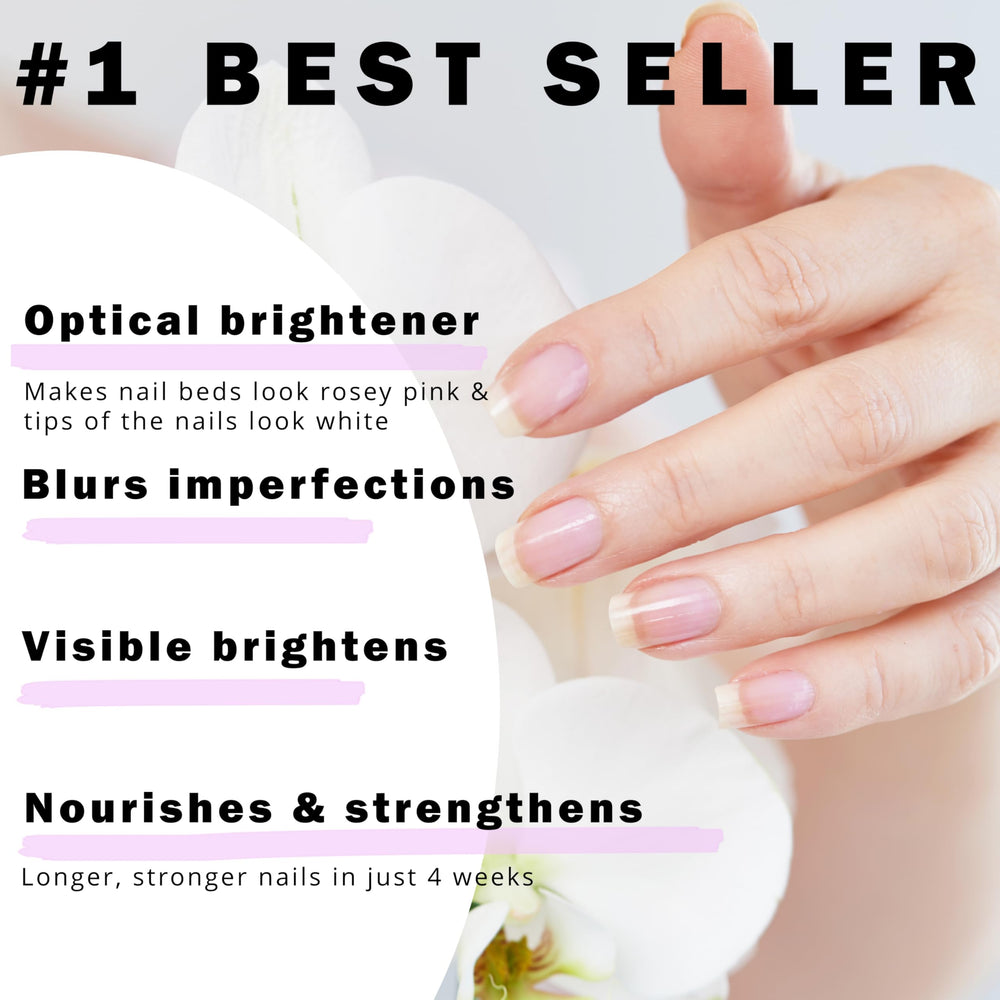 Perfect Formula pink gel coat on nails—adds pink hue and strengthens natural nails.