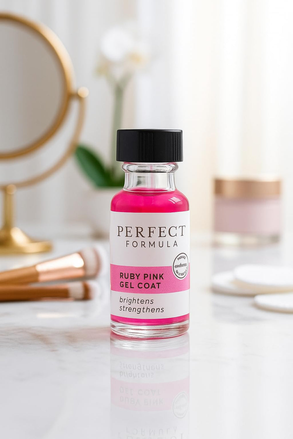 Ruby Pink Gel Coat on nails creating a durable French manicure look