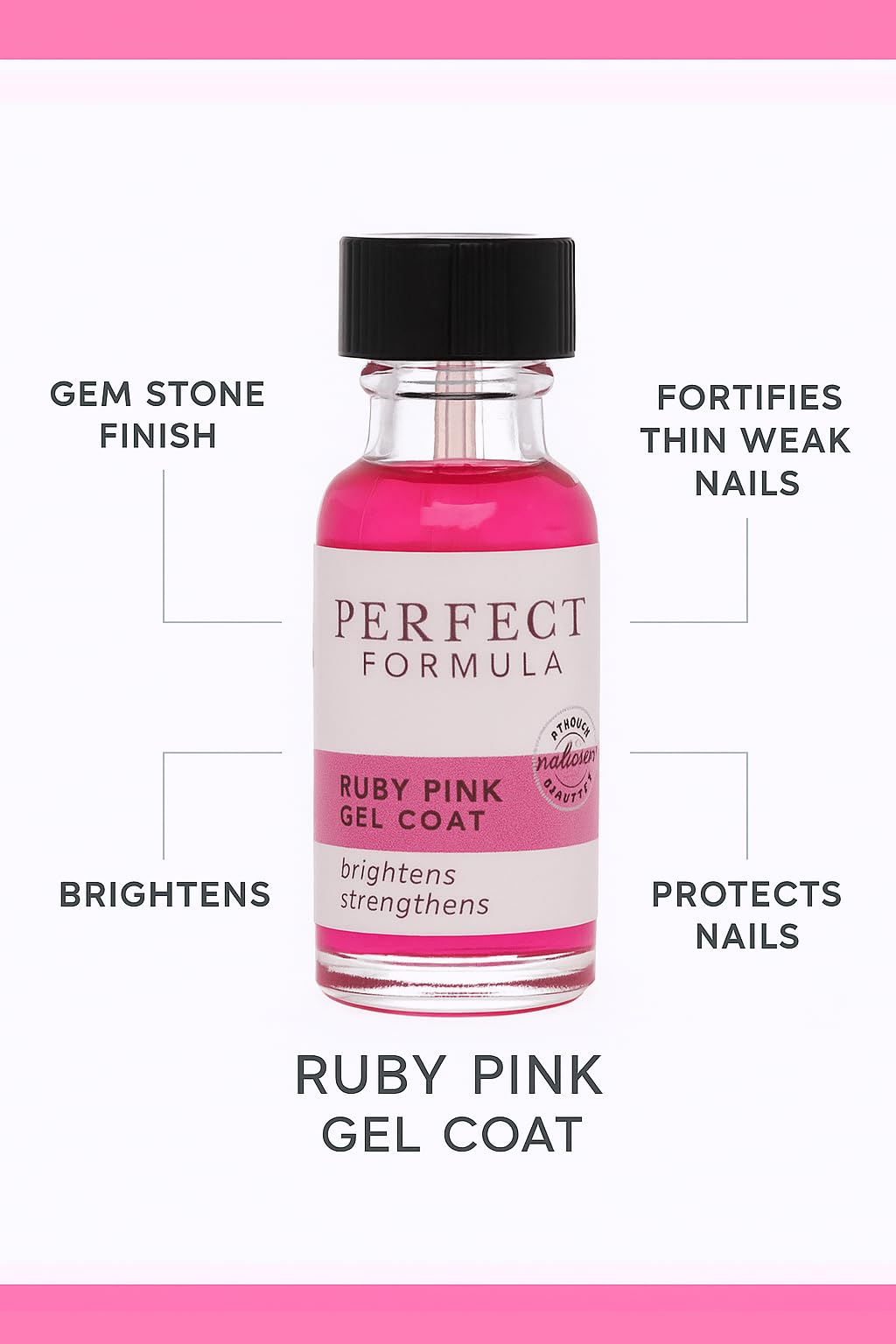 Closeup of nails with Ruby Pink Gel Coat showing pink rosy glow