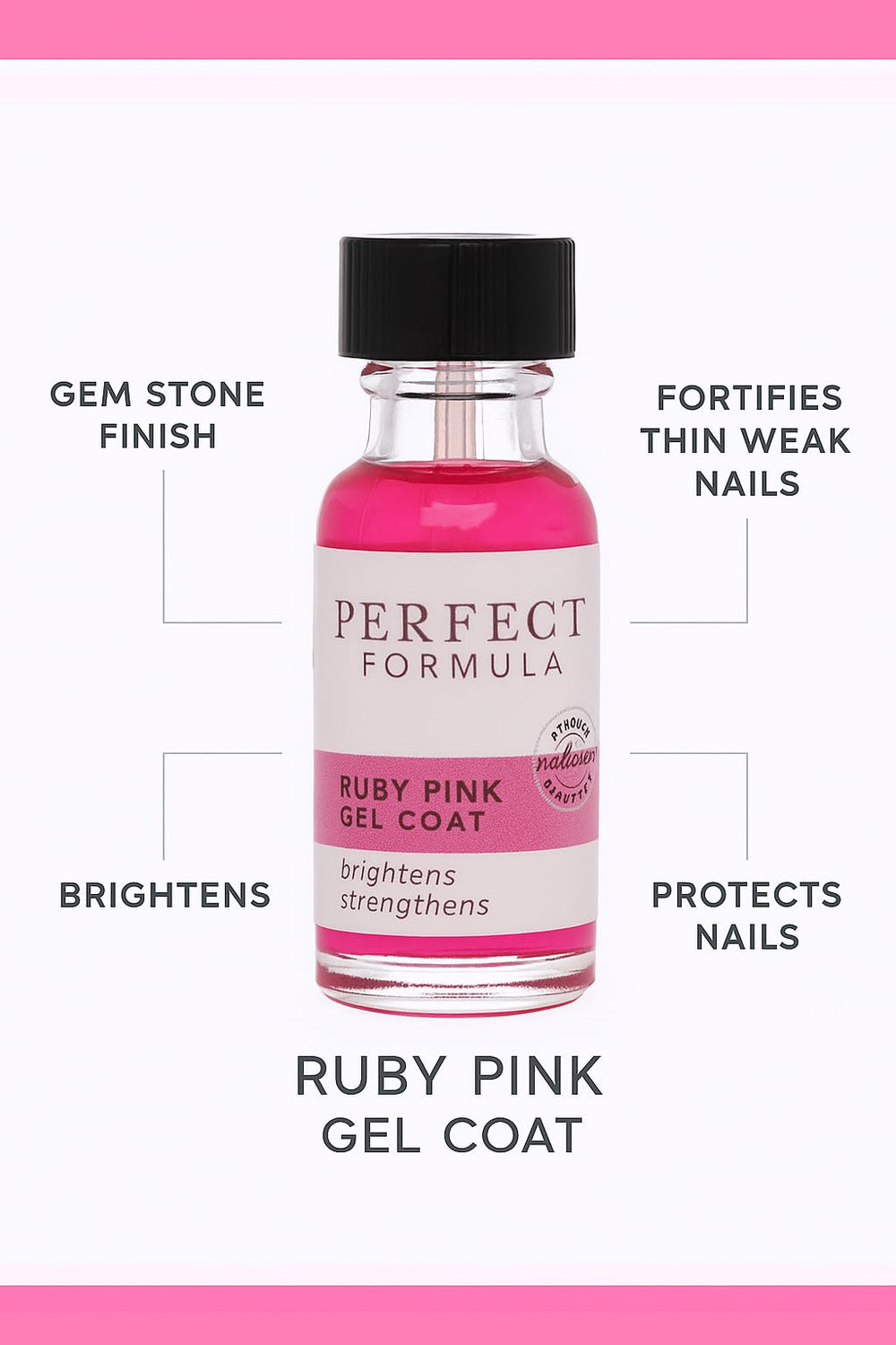 Closeup of nails with Ruby Pink Gel Coat showing pink rosy glow