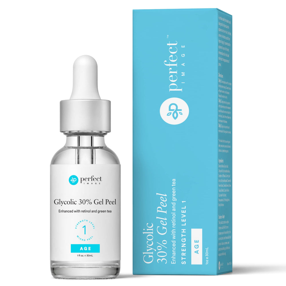 Perfect Image Glycolic 30% Gel Peel bottle previews professional exfoliation.