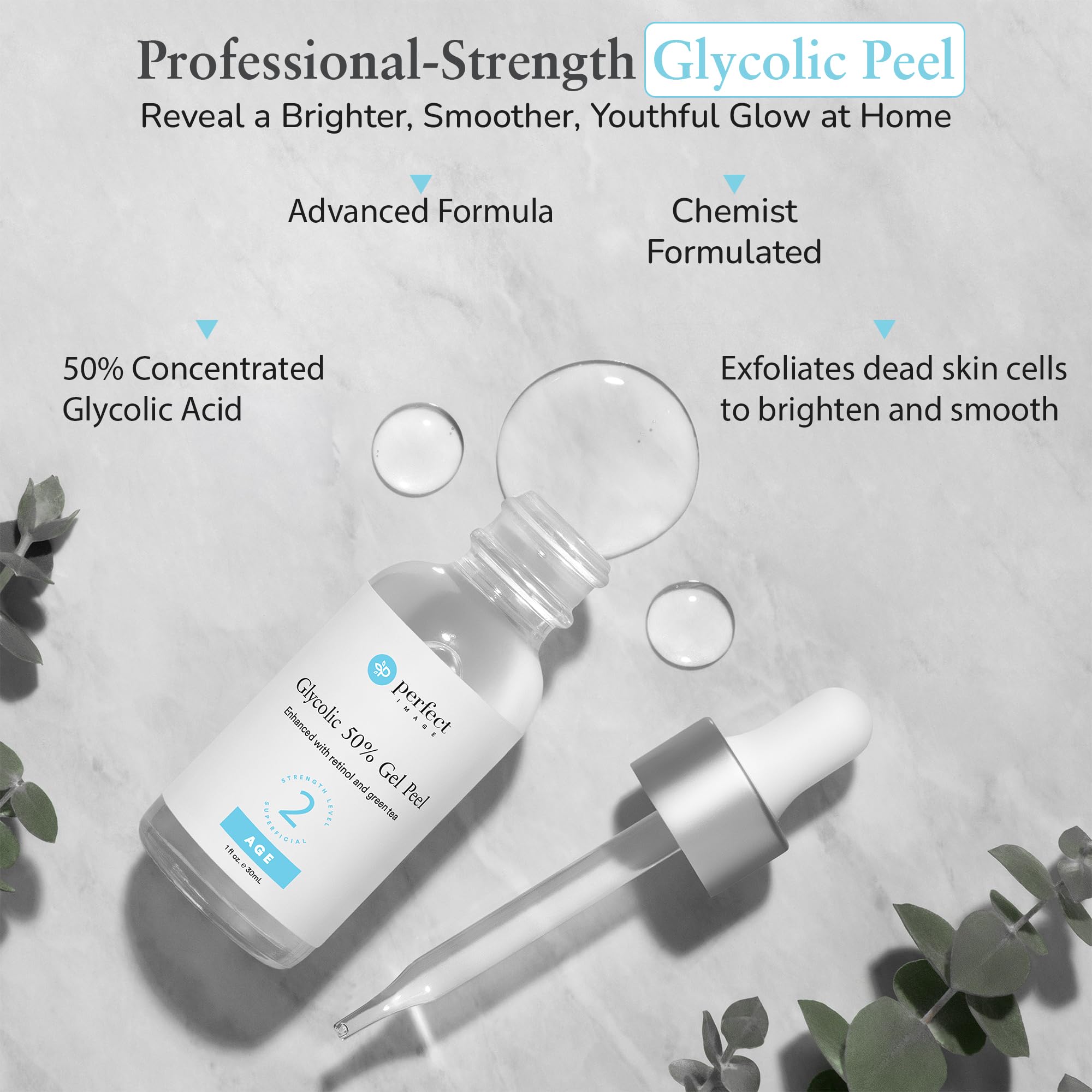 Perfect Image Glycolic 50% Gel Peel packaging highlights premium formulation.