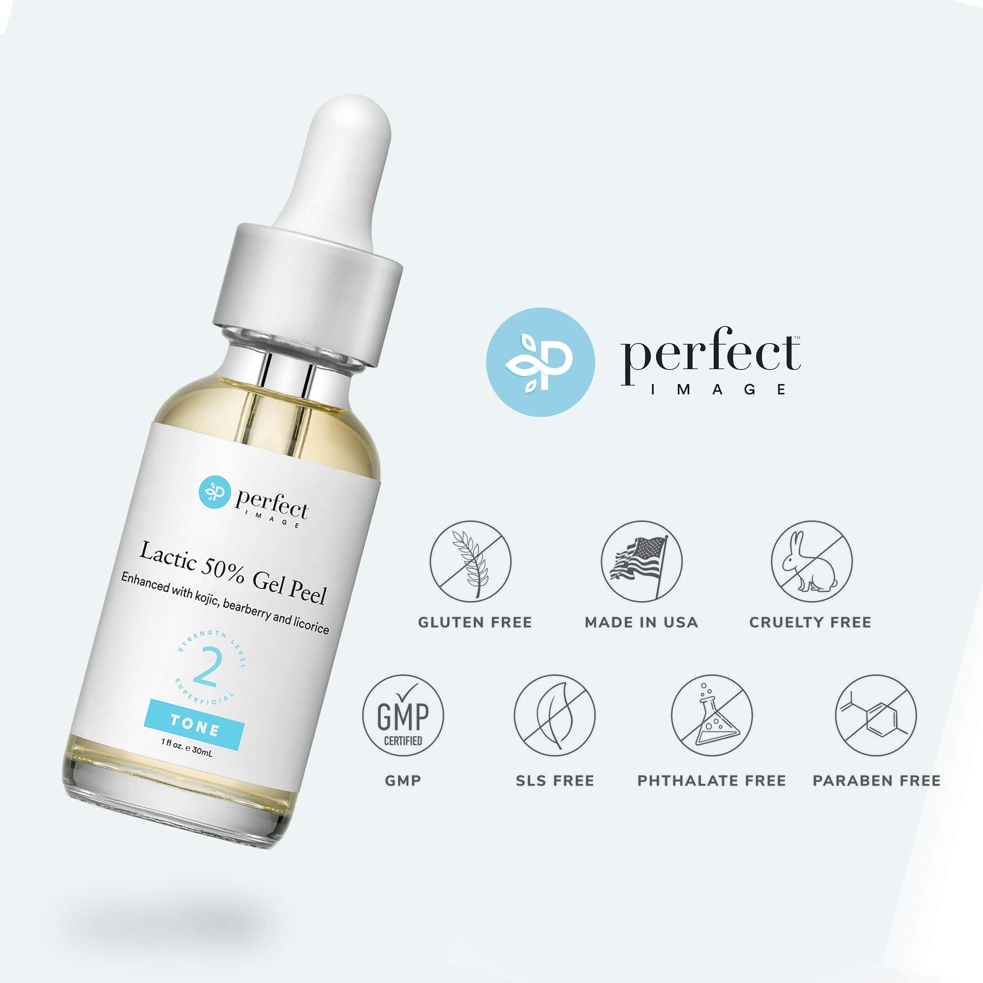 Perfect Image Lactic 50% Gel Peel hydrated finish supports serum absorption