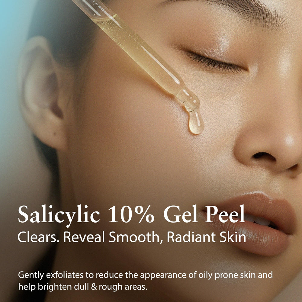Perfect Image Salicylic 10% Gel Peel label features Tea Tree Oil and Green Tea Extracts for nourishing care.