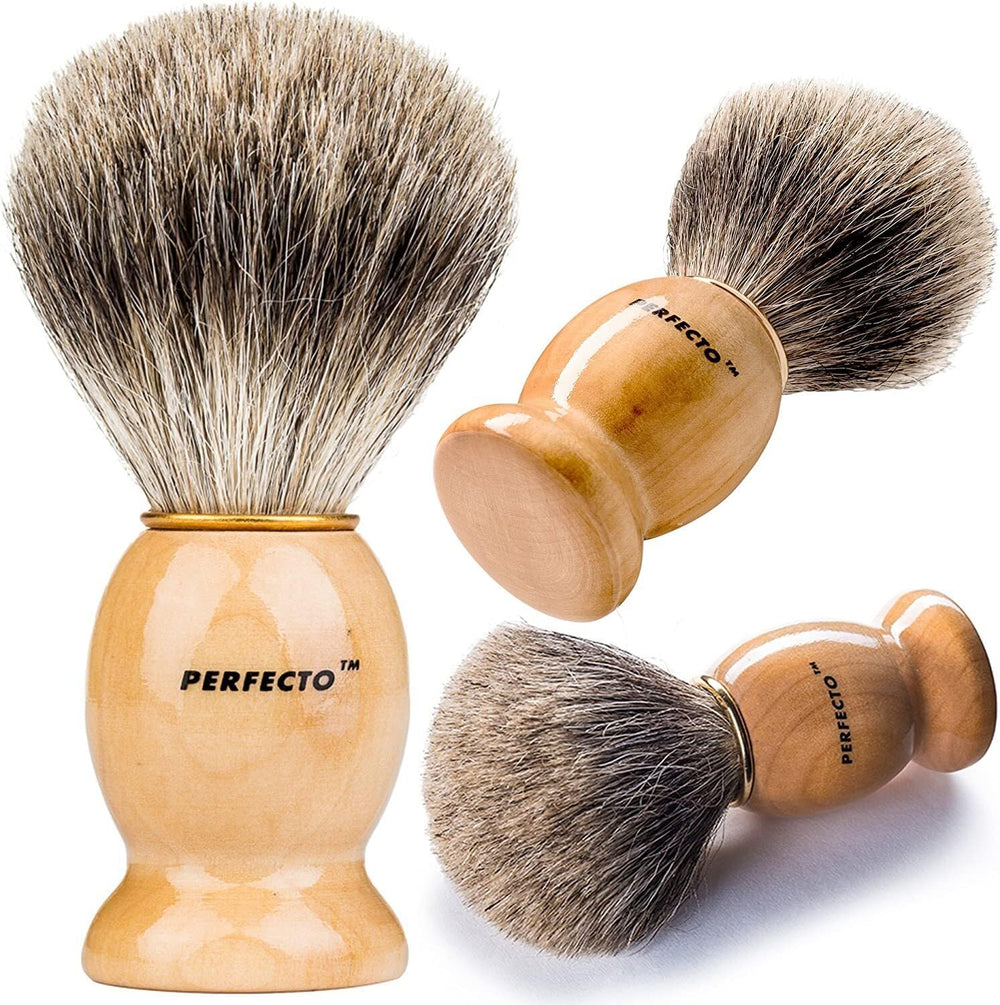 Perfecto barber-grade shave brush distributes cream evenly for precise application