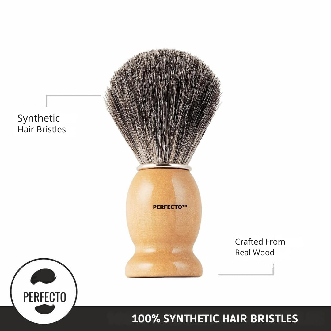 Perfecto deluxe chrome stand with razor and brush for organized grooming