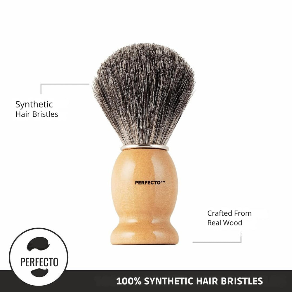 Perfecto deluxe chrome stand with razor and brush for organized grooming