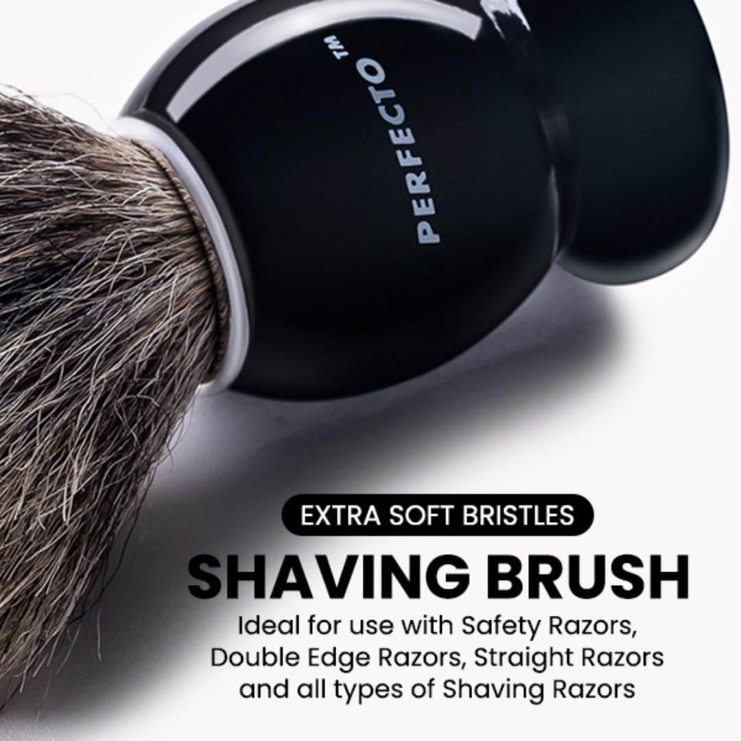 Perfecto gift-ready shaving brush offers a premium grooming option for him.