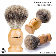 Perfecto rich lather shaving brush with wooden handle for luxurious prep