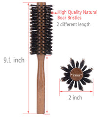 PERFEHAIR boar bristle round brush bristle-length detail enhances styling through hair.