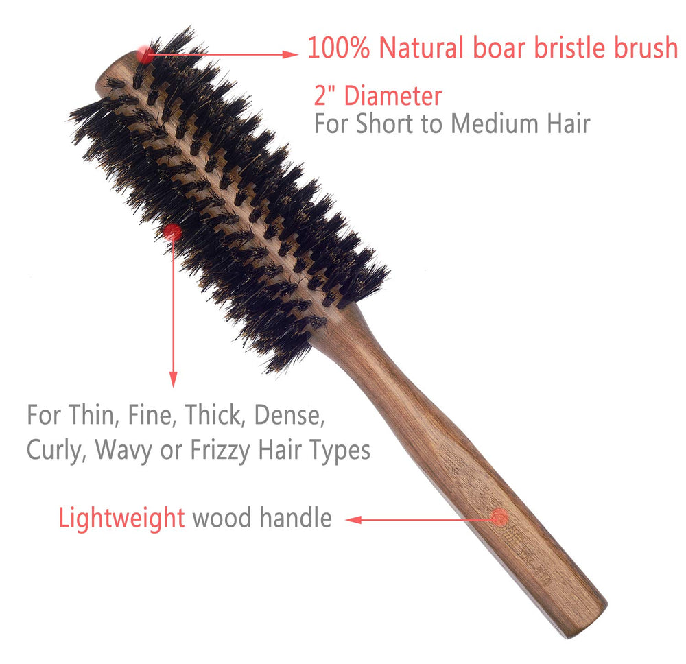 PERFEHAIR boar bristle round brush closeup bristles show oil distribution for gloss.