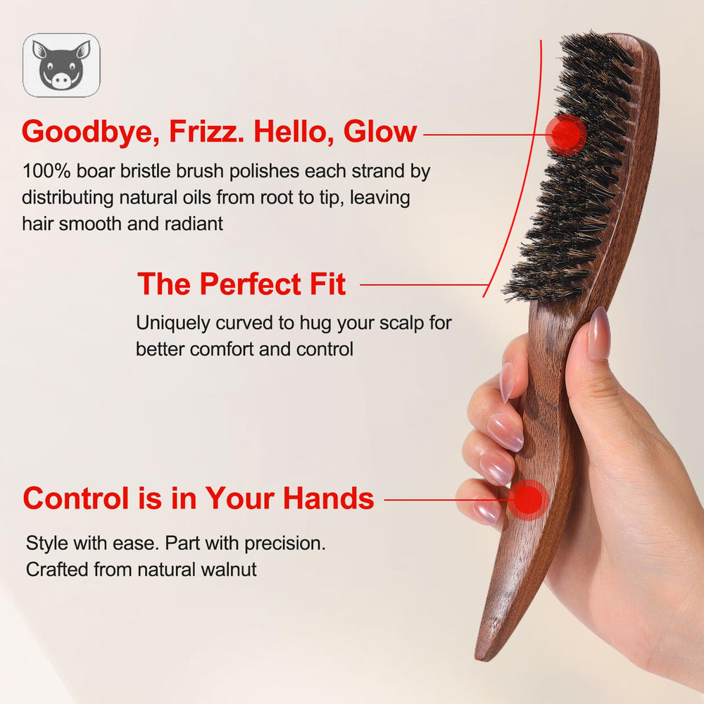 PERFEHAIR dense boar bristles close-up show how natural oils are distributed