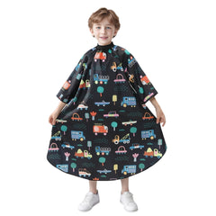 PERFEHAIR Kids Haircut Cape with Sleeves Cars Print keeps clothes clean during trims.