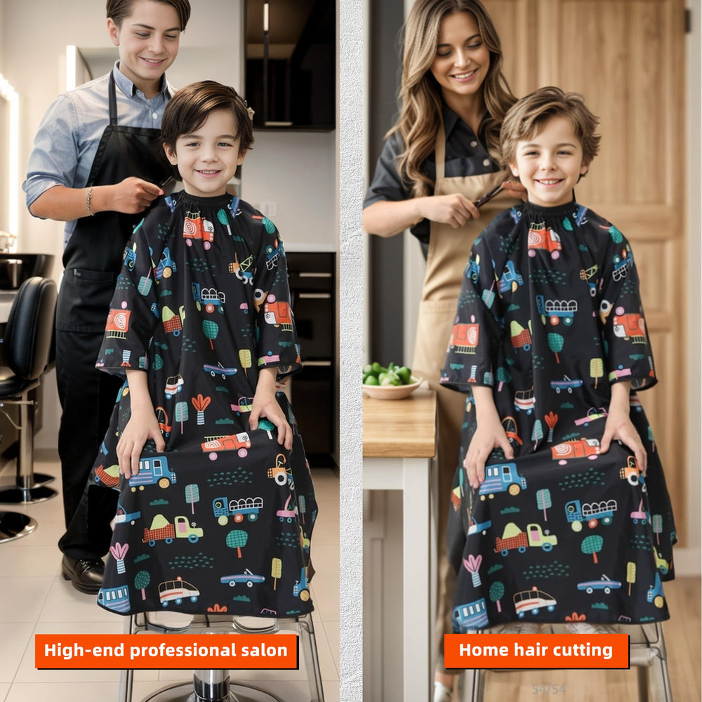 PERFEHAIR Easy-on, easy-off cape for quick dressing during home or salon cuts.