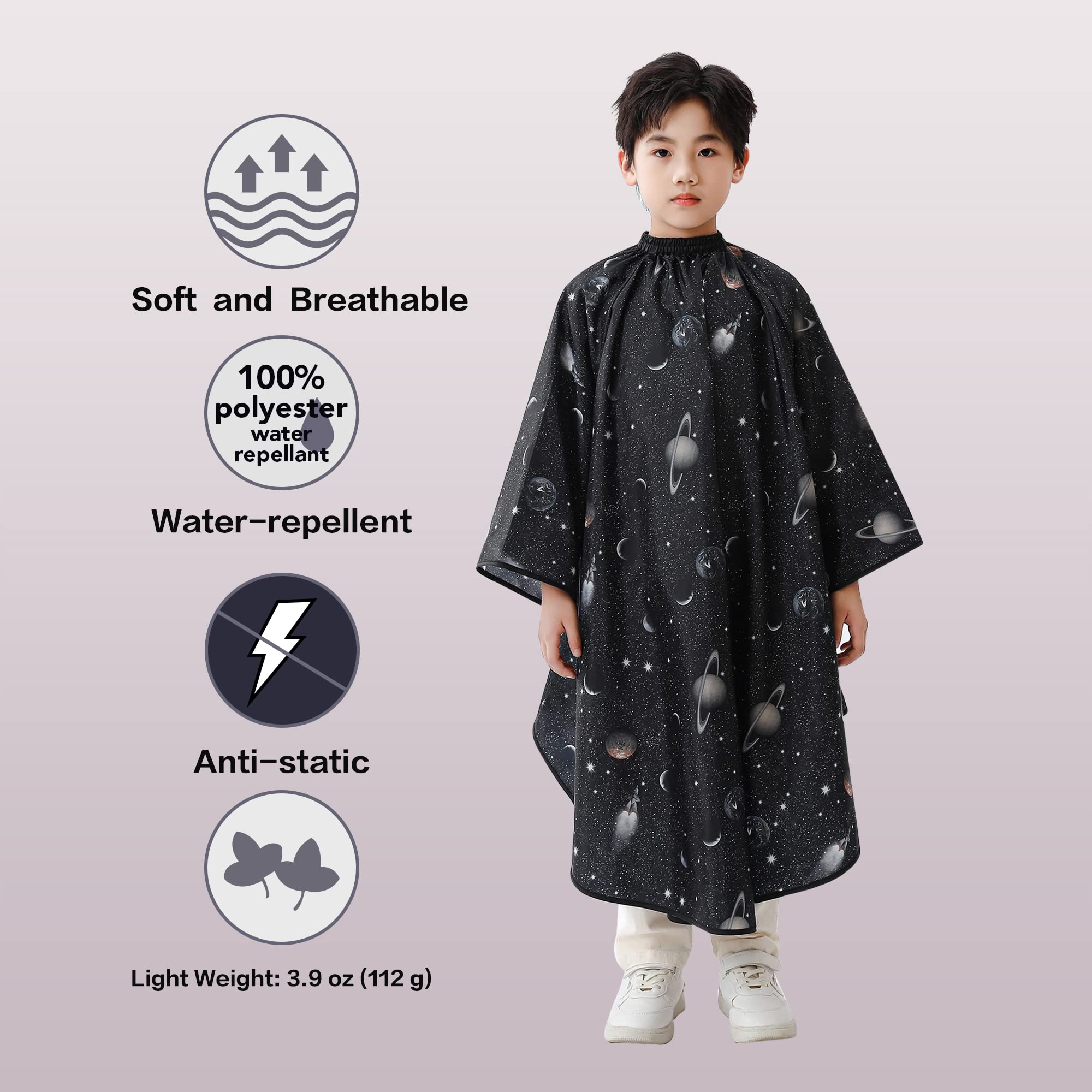PERFEHAIR soft polyester cape material resists static and cleans easily