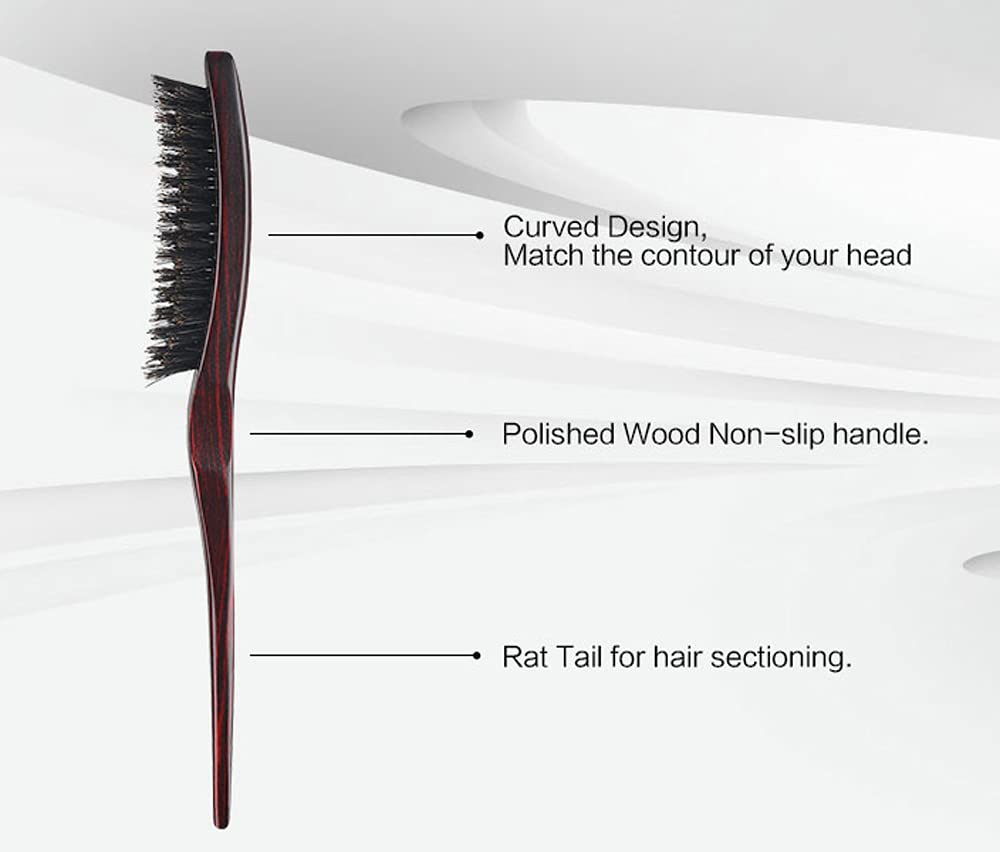 PERFEHAIR wooden-handle teasing brush ergonomic close-up highlights comfortable grip.