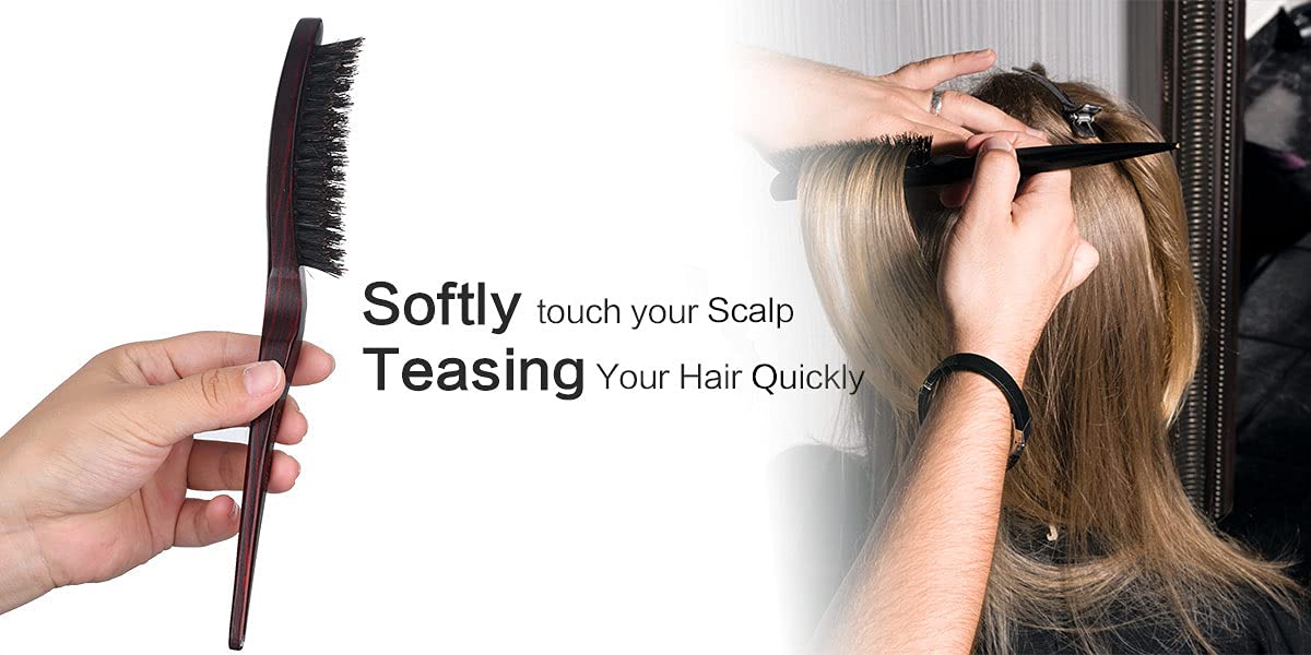 PERFEHAIR teasing brush pointed-end for parting close-up shows precise sectioning.